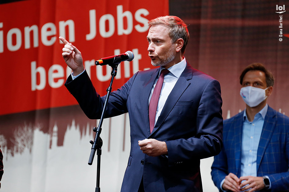 Kundgebung der Veranstaltungsbranche: „ALARMSTUFE ROT“ / Christian Lindner, FDP