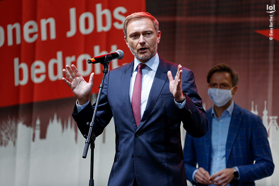 Kundgebung der Veranstaltungsbranche: „ALARMSTUFE ROT“ / Christian Lindner, FDP