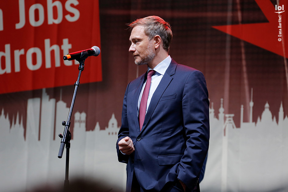 Kundgebung der Veranstaltungsbranche: „ALARMSTUFE ROT“ / Christian Lindner, FDP