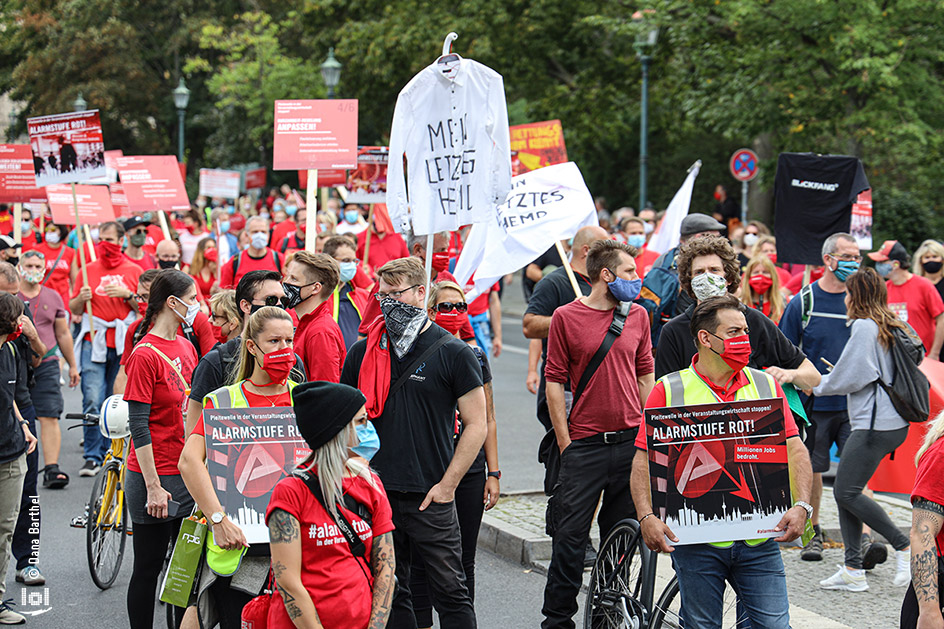 Demonstration der Veranstaltungsbranche:  „ALARMSTUFE ROT“