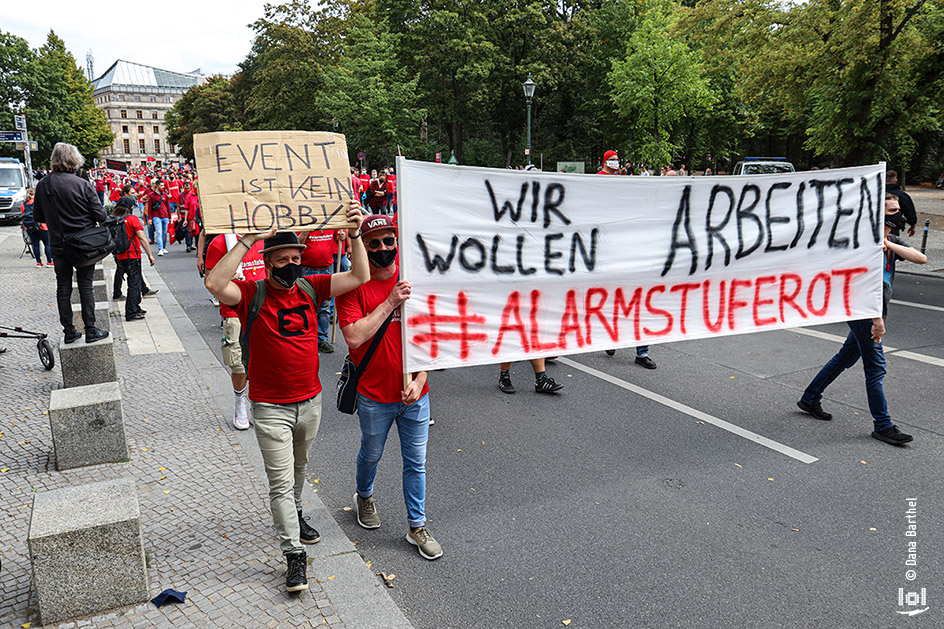 Demonstration der Veranstaltungsbranche:  „ALARMSTUFE ROT“