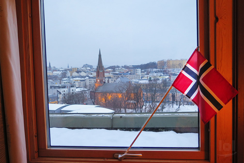 Ausblick auf die Kulturkirken Jakob vom Anker Hotel