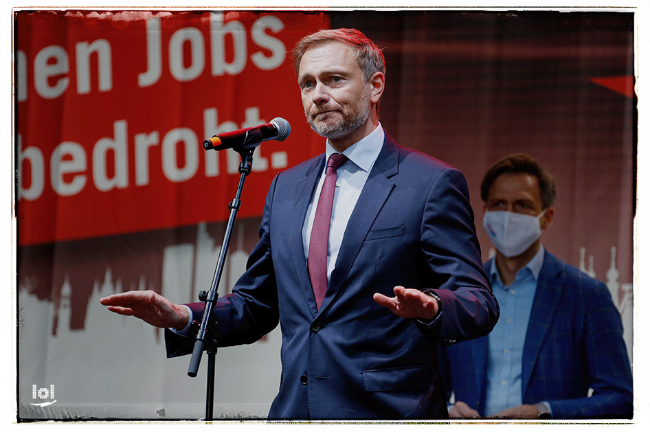 Kundgebung der Veranstaltungsbranche: „ALARMSTUFE ROT“ / Christian Lindner, FDP